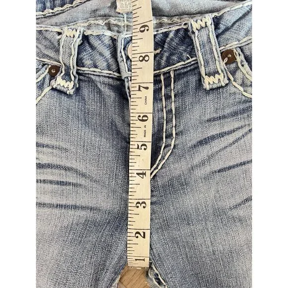 TRUE RELIGION 32 x 28 Jeans BECKY SUPER T USA Pre-Owned Light Wash Frayed Hem - Picture 12 of 13